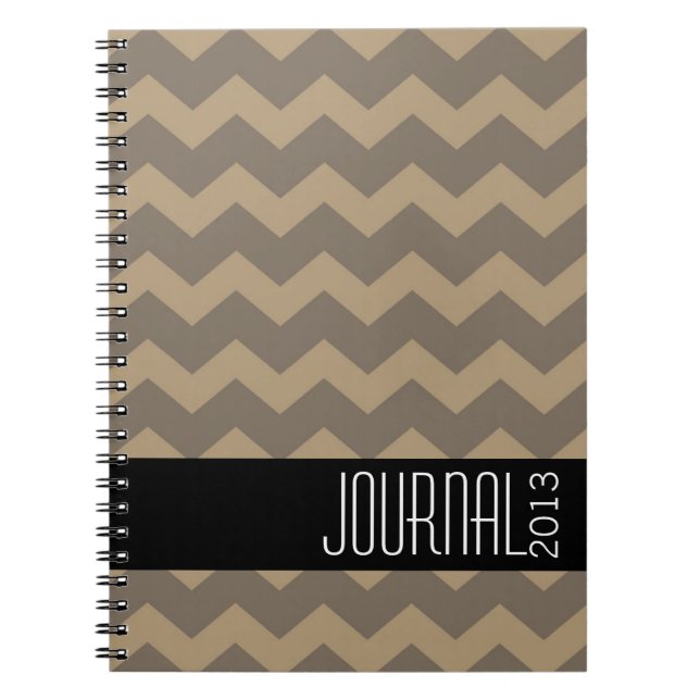 Chevron pattern grey black modern personal journal (Front)