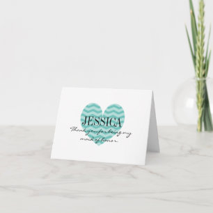 Chevron pattern heart maid of honour thank you car card