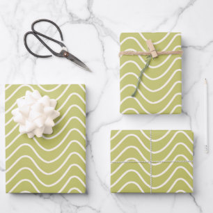 Chevron Pattern Lime Green Minimal Line Wrapping Paper Sheet
