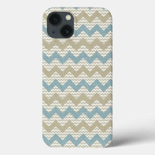 Chevron pattern on linen texture iPhone 13 case