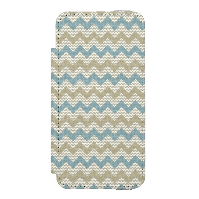 Chevron pattern on linen texture incipio iPhone wallet case (Folio Front)