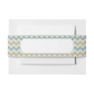Chevron pattern on linen texture invitation belly band