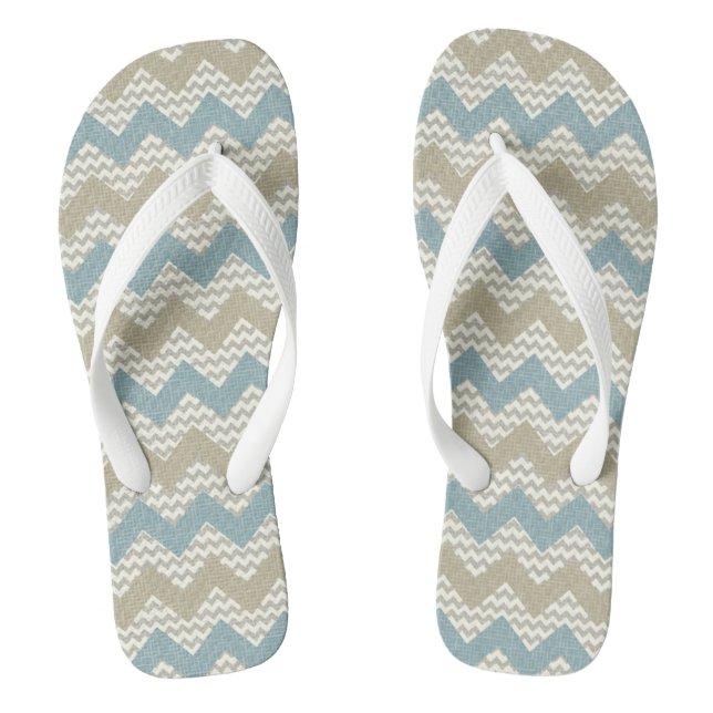 Chevron pattern on linen texture jandals (Footbed)