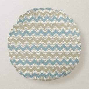 Chevron pattern on linen texture round cushion