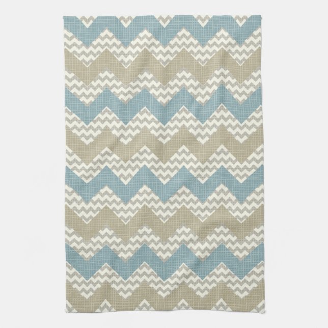 Chevron pattern on linen texture tea towel (Vertical)