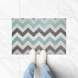 Chevron Pattern On Metal Texture by Shirley Taylor Doormat