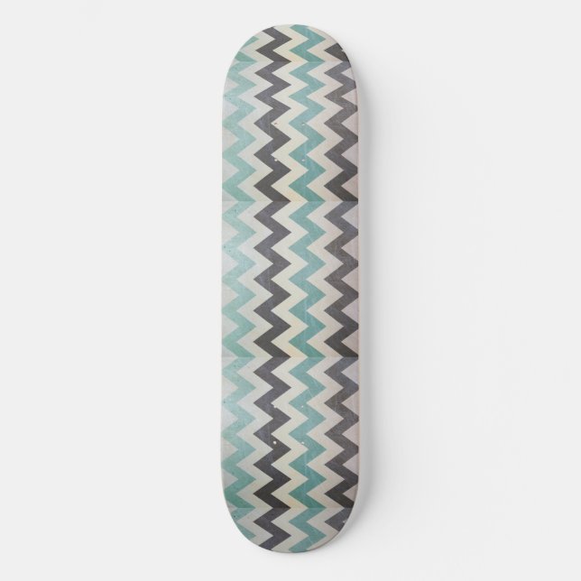 Chevron Pattern On Metal Texture by Shirley Taylor Skateboard (Front)