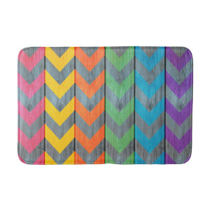 Chevron Pattern On Wood Texture by Shirley Taylor Bath Mat