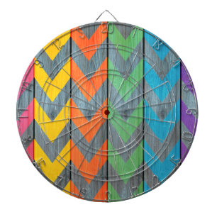 Chevron Pattern On Wood Texture by Shirley Taylor Dartboard