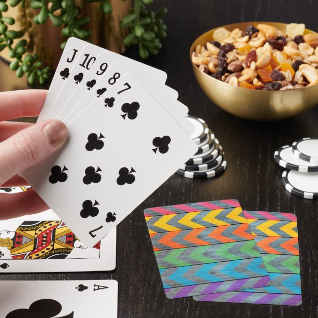 Chevron Pattern On Wood Texture by Shirley Taylor Playing Cards (In Situ)