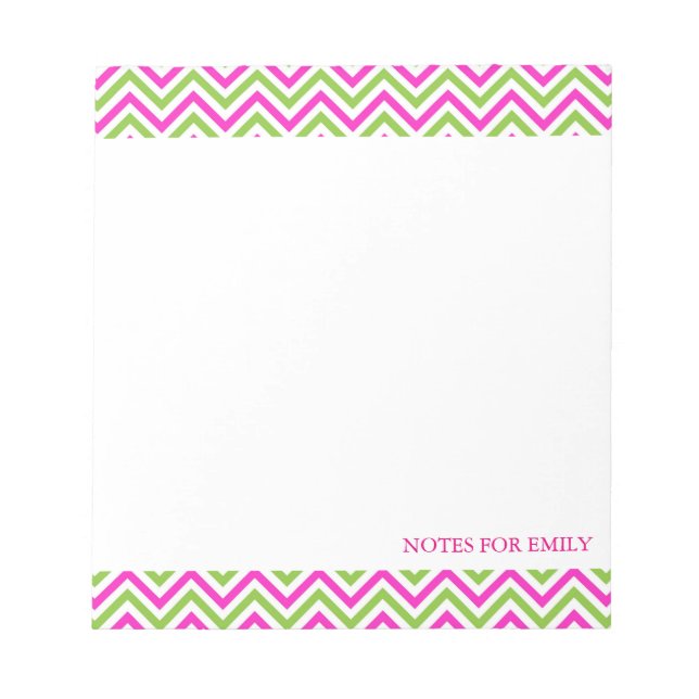 Chevron Pattern Personalised Memo Monogram Notepad (Front)