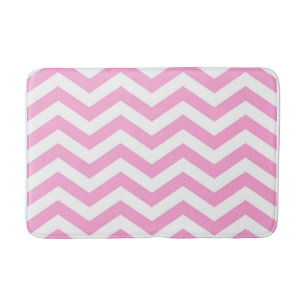 Chevron Pattern Pink and White Bath Mat