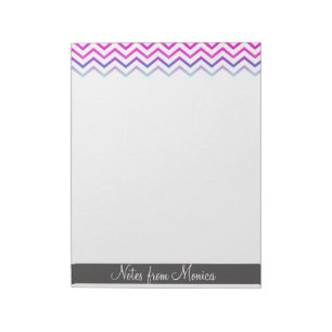 Chevron Pattern Pink Personalised Memo Monogram Notepad