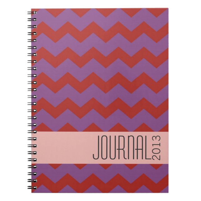 Chevron pattern red purple modern personal journal (Front)