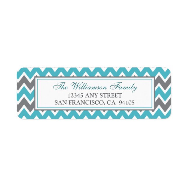Chevron Pattern Return Address Labels (aqua) (Front)