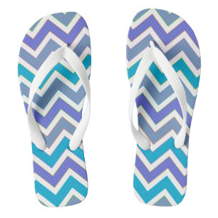 Chevron Pattern Shades of Blue Jandals