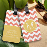 Chevron Pattern Single Monogram - Coral and Lemon Luggage Tag<br><div class="desc">Travel in style with this colourful design and an area for monograms. If you need to adjust the artwork or change the font,  you can click on the customise area. This will take you to the design tool where you can make many changes.</div>