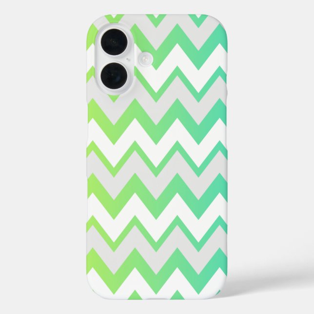 Chevron pattern stripes green teal aqua ombre Case-Mate iPhone case (Back)