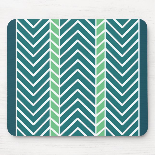 Chevron Pattern Teal Mouse Pad (Front)