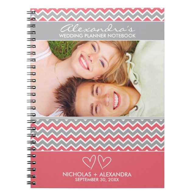 Chevron Pattern Wedding Planner Notebook (pink) (Front)