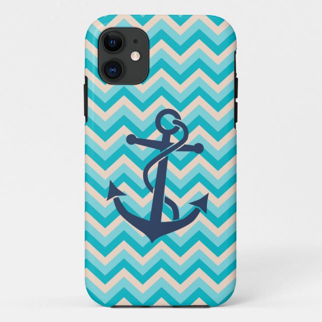 Chevron Pattern with Anchor Case-Mate iPhone Case (Back)