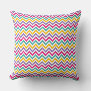  Chevron Pattern with Teal and Purple Stripe Cushion