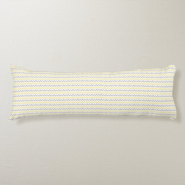 Chevron Pattern Yellow & Grey Body Pillow (Front)