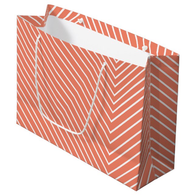 Chevron peach large gift bag (Front Angled)