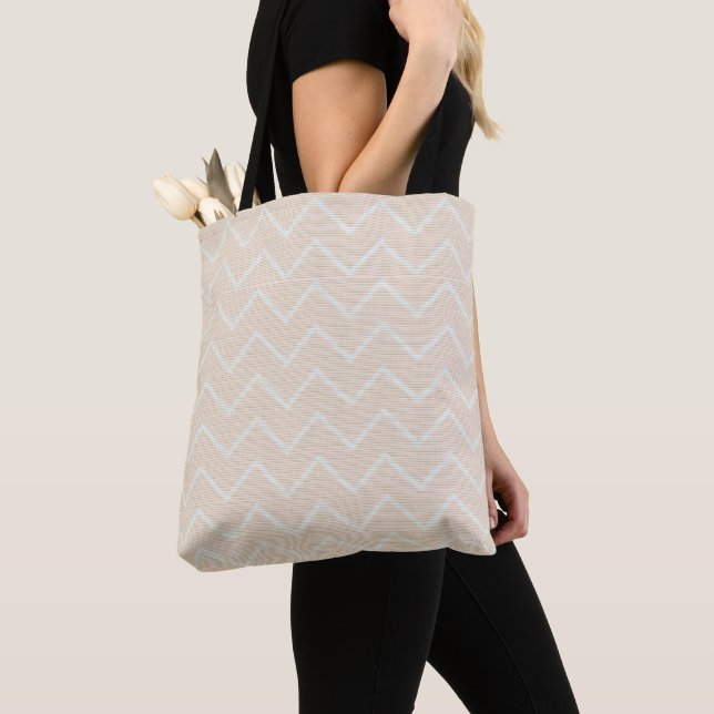 Chevron Peach Seagrass Pattern Texture Tote Bag (Close Up)