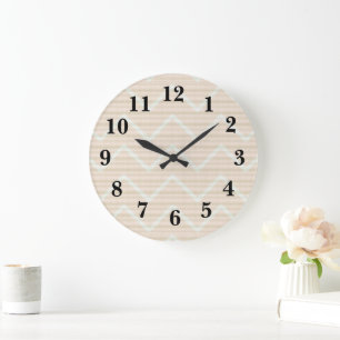 Chevron Peach Texture Decor Large Clock