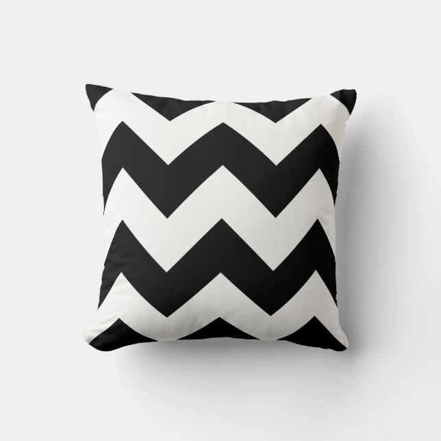Chevron Pillow with Black and White Zigzag (Front)