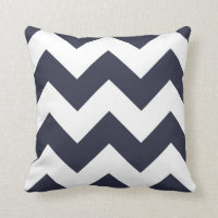 Chevron Pillow with Navy Blue Zigzag