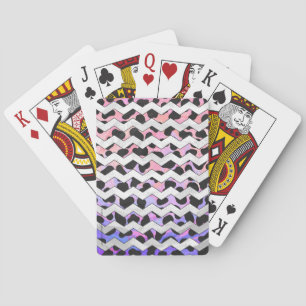 Chevron Pink and Black Dalmation Playing Cards