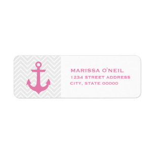 Chevron & Pink Nautical Return Address Labels