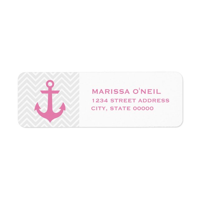 Chevron & Pink Nautical Return Address Labels (Front)
