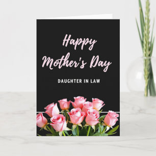 Chevron Pink Rose Floral Card