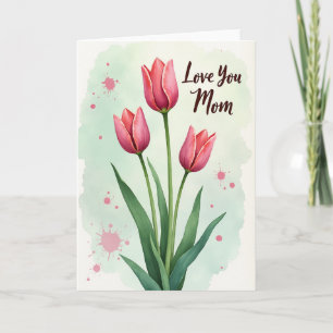 Chevron Pink Tulip Love Card