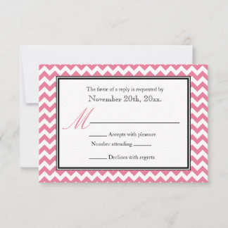 Chevron Pink & White RSVP Reply Cards