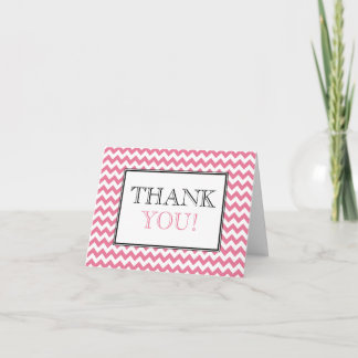 Chevron Pink & White Thank You Card
