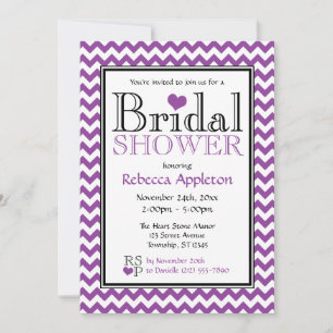 Chevron Purple & White Bridal Shower Invitations