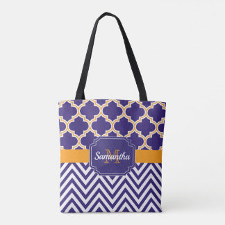 Chevron & Quatrefoil Tote Bag
