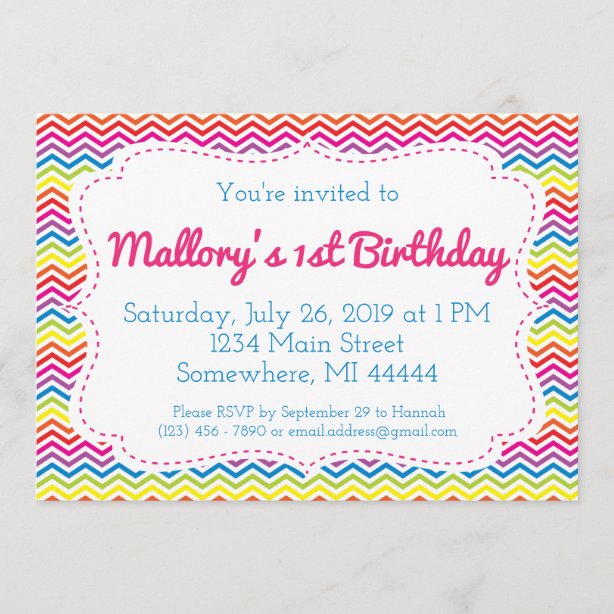 Rainbow Chevron Invitations | Zazzle NZ