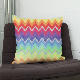 Chevron rainbow colours textured Throw pillow