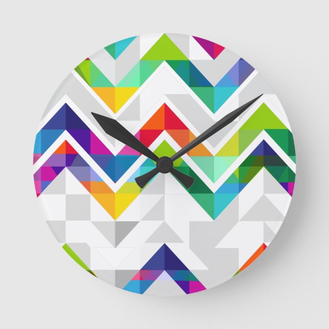 Chevron Rainbow Round Clock (Front)