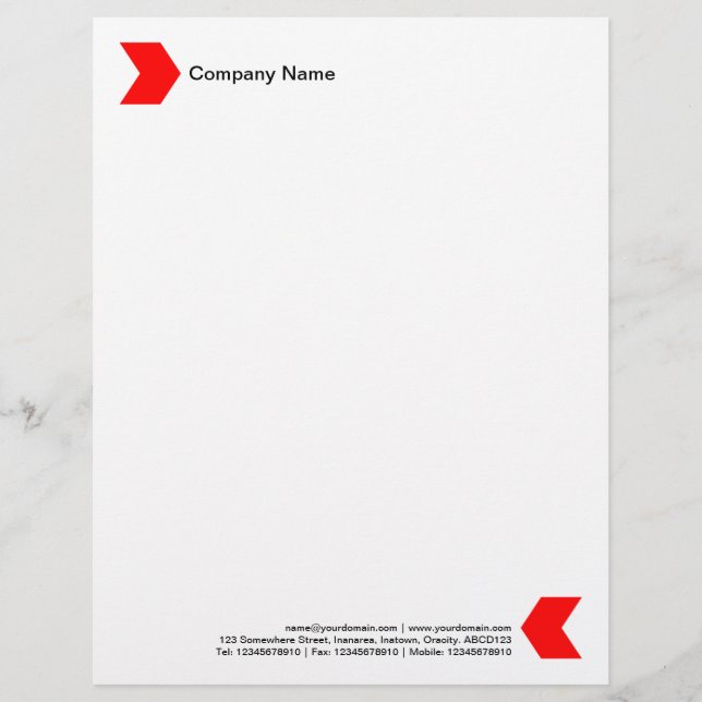 Chevron - Red Custom Letterhead (Front)