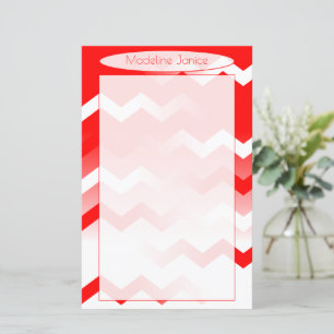 Chevron Red & White Stationery for Handwriting