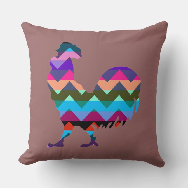 Chevron Rooster Pattern Cushion (Front)
