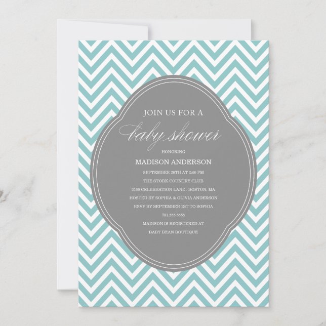 CHEVRON SHOWER | BABY SHOWER INVITATIONS (Front)