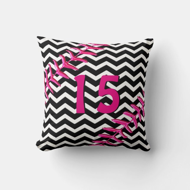 Chevron Softball Pillows Jersey Number or Monogram (Front)
