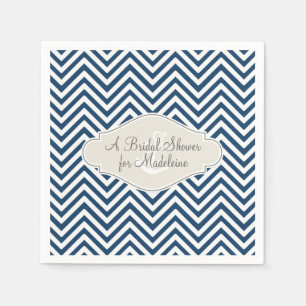 Chevron Stripe Modern Nautical Anchor Shower Decor Napkin